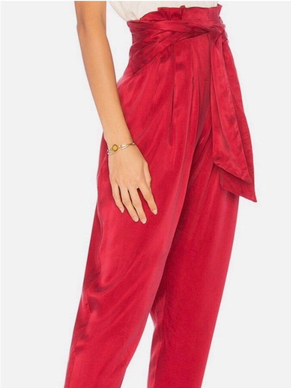 House of Harlow 1960 x Revolve Pant Womens Sz S Leland Aurora Red Tie Nwt $198
